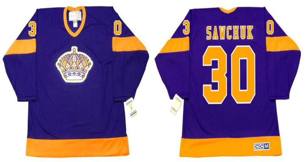 2019 Men Los Angeles Kings 30 Sawchuk Purple CCM NHL jerseys